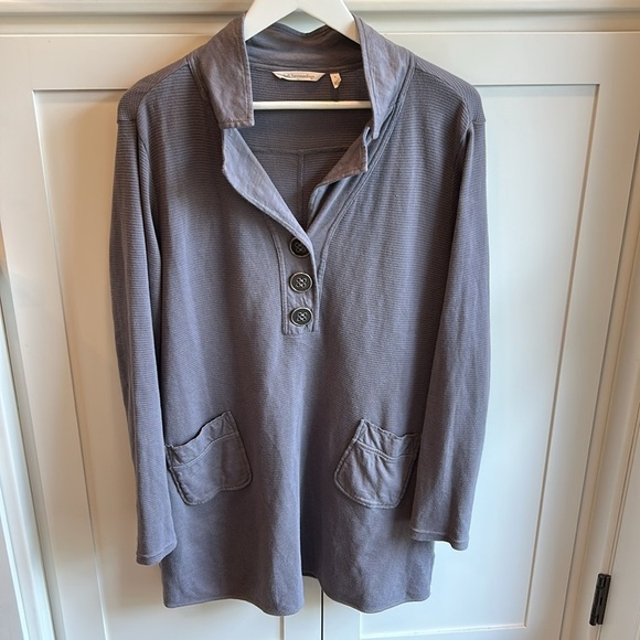 Soft Surroundings Take Two Tunic Top Large Grey Waffle Thermal Lagenlook - Picture 3 of 16